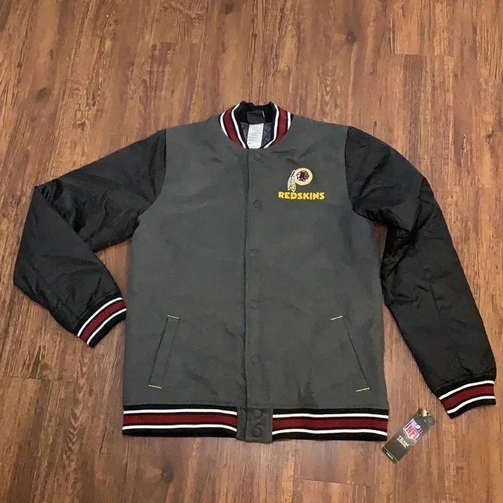 Washington Redskins Vintage Bomber Jacket NFL Youth Size 18/20 XL Grey New